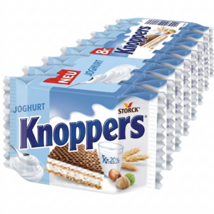 wafelki knoppers jogurtowe 8 pack 200g chrupiące wafle z niemiec storck