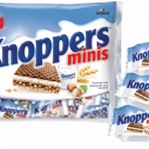 wafelki knoppers minis 200g mini wafle nugatowe mleczne ciastka z niemiec